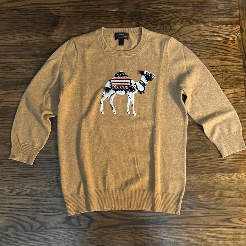 J Crew Brown Camel style 05956 Sweater Sz M